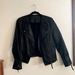 Topshop faux leather Moto jacket size 6 (fits like a size 4) hardly worn